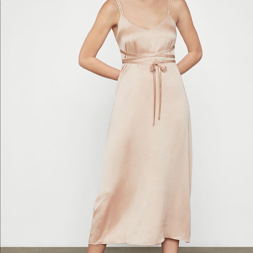 Tied Satin Midi Dress